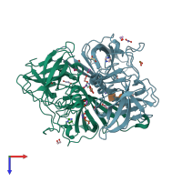 PDB entry 3q3a coloured by chain, top view.