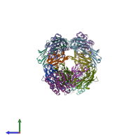 PDB entry 3q3g coloured by chain, side view.