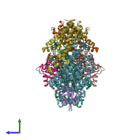 PDB entry 3q3m coloured by chain, side view.