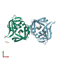 PDB entry 3q3x coloured by chain, front view.