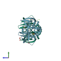 PDB entry 3q3x coloured by chain, side view.