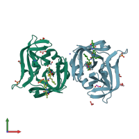 PDB entry 3q3y coloured by chain, front view.