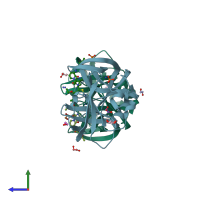 PDB entry 3q3y coloured by chain, side view.