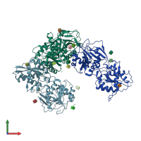 PDB entry 3q41 coloured by chain, front view.