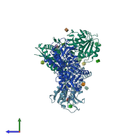 PDB entry 3q41 coloured by chain, side view.