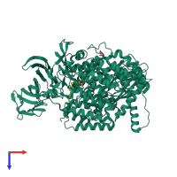 PDB entry 3q44 coloured by chain, top view.