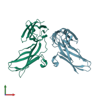 PDB entry 3q48 coloured by chain, front view.