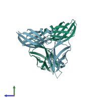 PDB entry 3q48 coloured by chain, side view.