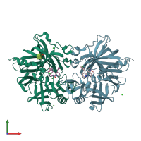 PDB entry 3q4b coloured by chain, front view.