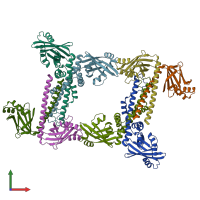 PDB entry 3q4f coloured by chain, front view.