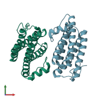 PDB entry 3q4n coloured by chain, front view.