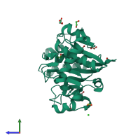 PDB entry 3q4s coloured by chain, side view.
