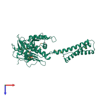 PDB entry 3q5d coloured by chain, top view.