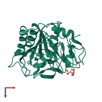 PDB entry 3q5g coloured by chain, top view.