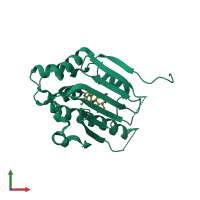 PDB entry 3q5j coloured by chain, front view.