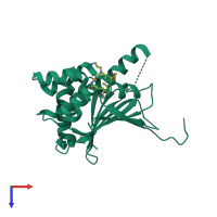 PDB entry 3q5j coloured by chain, top view.