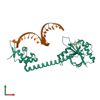 PDB entry 3q5r coloured by chain, front view.