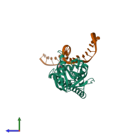 PDB entry 3q5s coloured by chain, side view.