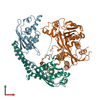 PDB entry 3q68 coloured by chain, front view.