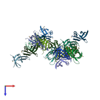PDB entry 3q6c coloured by chain, top view.