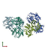 PDB entry 3q6d coloured by chain, front view.
