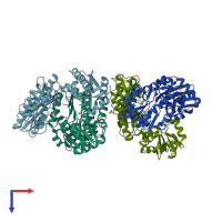 PDB entry 3q6d coloured by chain, top view.