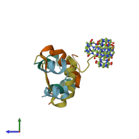 PDB entry 3q6e coloured by chain, side view.