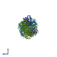 PDB entry 3q6i coloured by chain, side view.