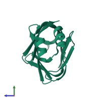 PDB entry 3q6l coloured by chain, side view.