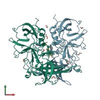 PDB entry 3q6q coloured by chain, front view.