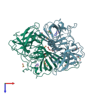 PDB entry 3q6q coloured by chain, top view.