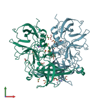 PDB entry 3q6r coloured by chain, front view.