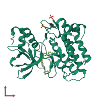 PDB entry 3q6w coloured by chain, front view.