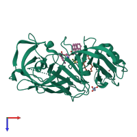 PDB entry 3q6y coloured by chain, top view.