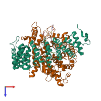 PDB entry 3q75 coloured by chain, top view.