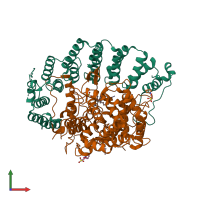 PDB entry 3q79 coloured by chain, front view.