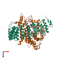 PDB entry 3q79 coloured by chain, top view.