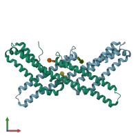 PDB entry 3q7g coloured by chain, front view.