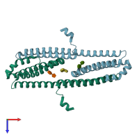 PDB entry 3q7g coloured by chain, top view.