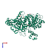 PDB entry 3q7i coloured by chain, top view.