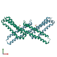 PDB entry 3q7l coloured by chain, front view.
