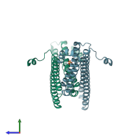 PDB entry 3q7l coloured by chain, side view.