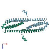 PDB entry 3q7l coloured by chain, top view.