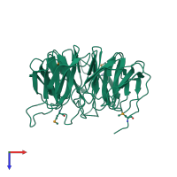 PDB entry 3q7n coloured by chain, top view.