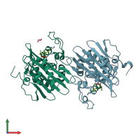 PDB entry 3q81 coloured by chain, front view.