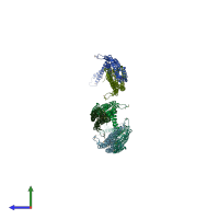 PDB entry 3q84 coloured by chain, side view.