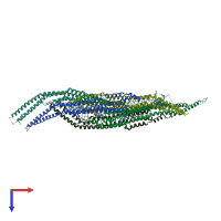 PDB entry 3q84 coloured by chain, top view.