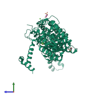 PDB entry 3q88 coloured by chain, side view.