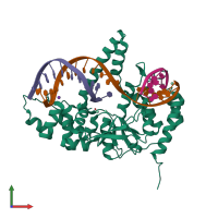 PDB entry 3q8k coloured by chain, front view.