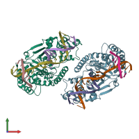 PDB entry 3q8m coloured by chain, front view.